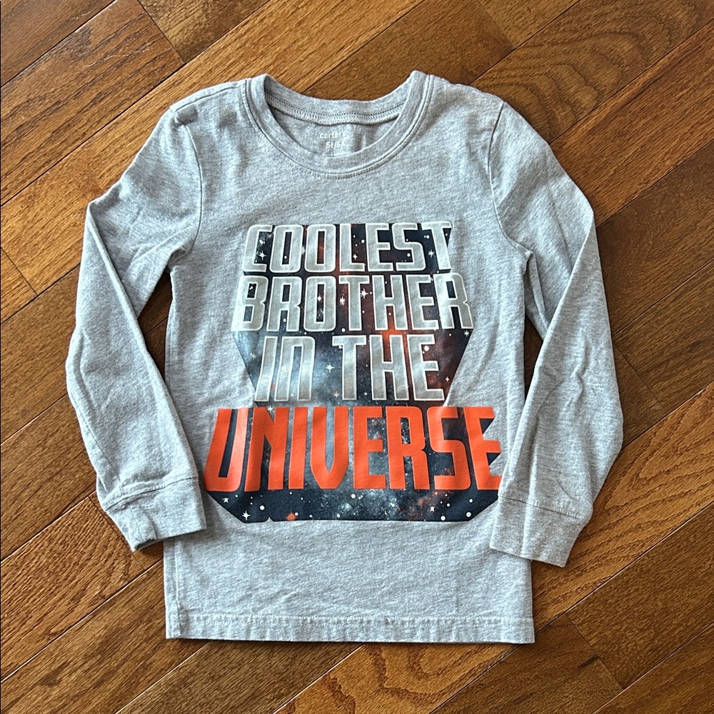 Carter’s Coolest Brother Gray Long Sleeved Tee Size 5T